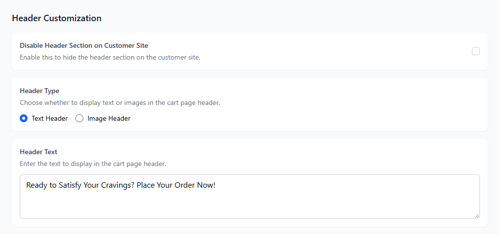 Customer Header Customization