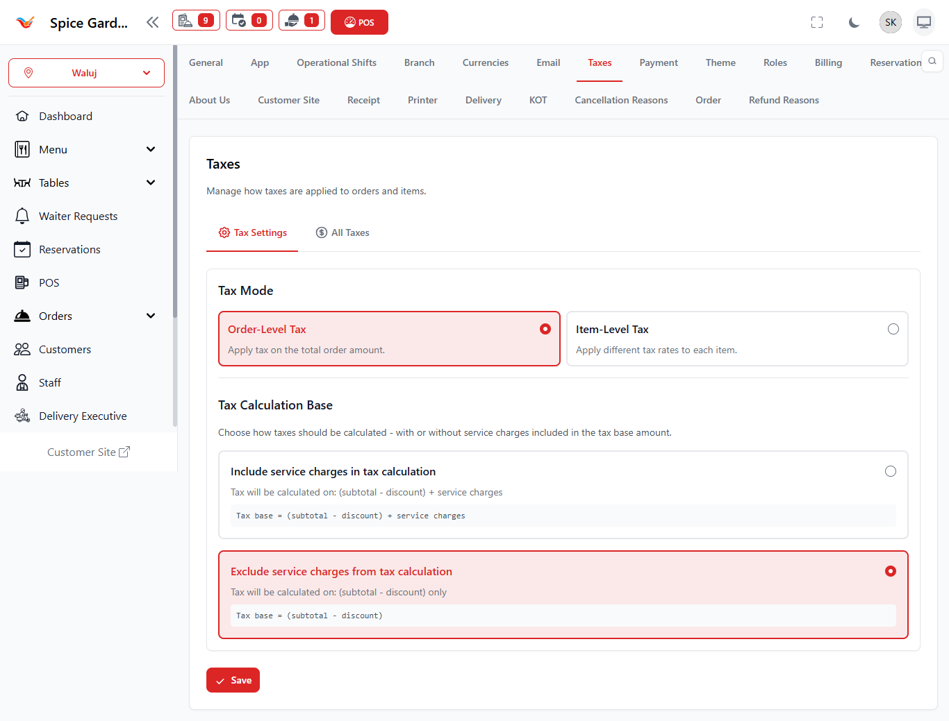 Order Level Tax Mode